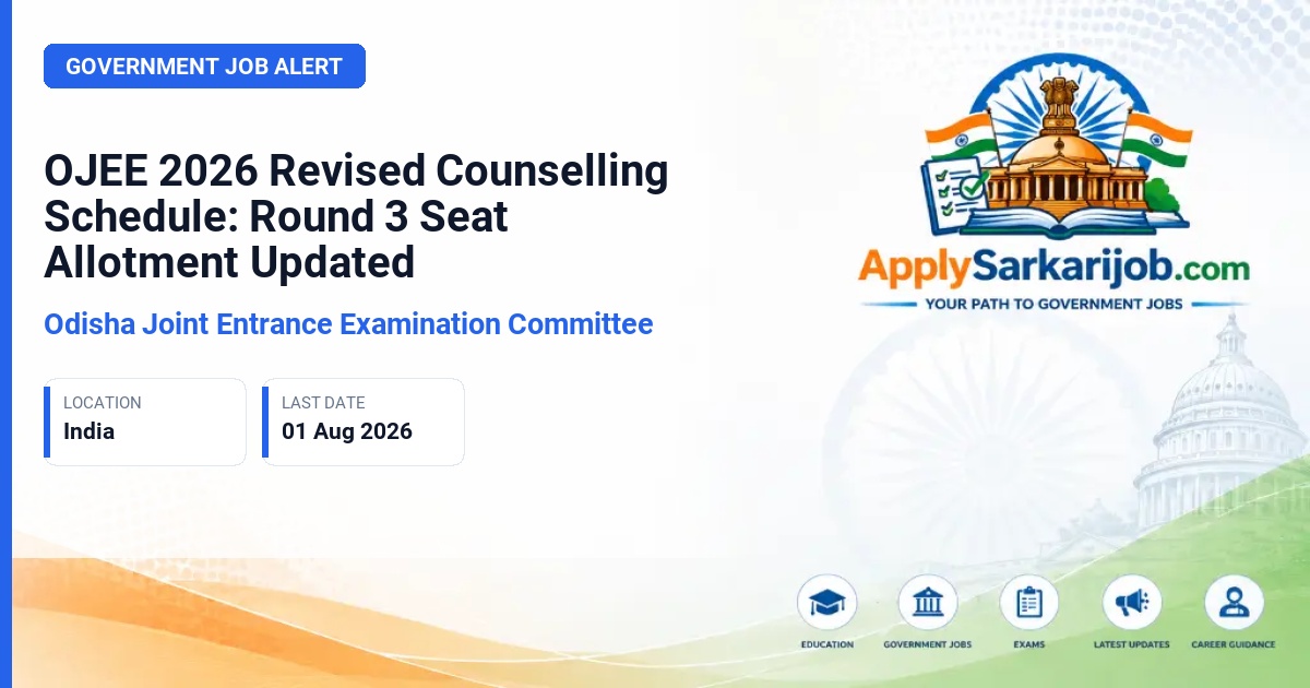 OJEE Committee - BTech, BArch, BPlan, BCAT, Integrated MSc Admissions Official Notification Poster & Schedule
