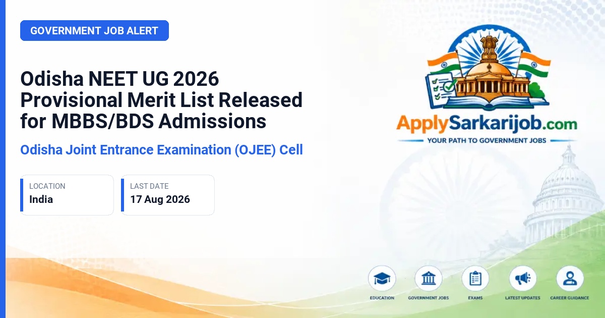 OJEE Committee - MBBS/BDS Admission Official Notification Poster & Schedule