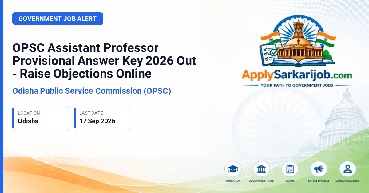 Odisha Public Service Commission (OPSC) - Assistant Professor (Electrical Engineering) Official Notification Poster & Schedule