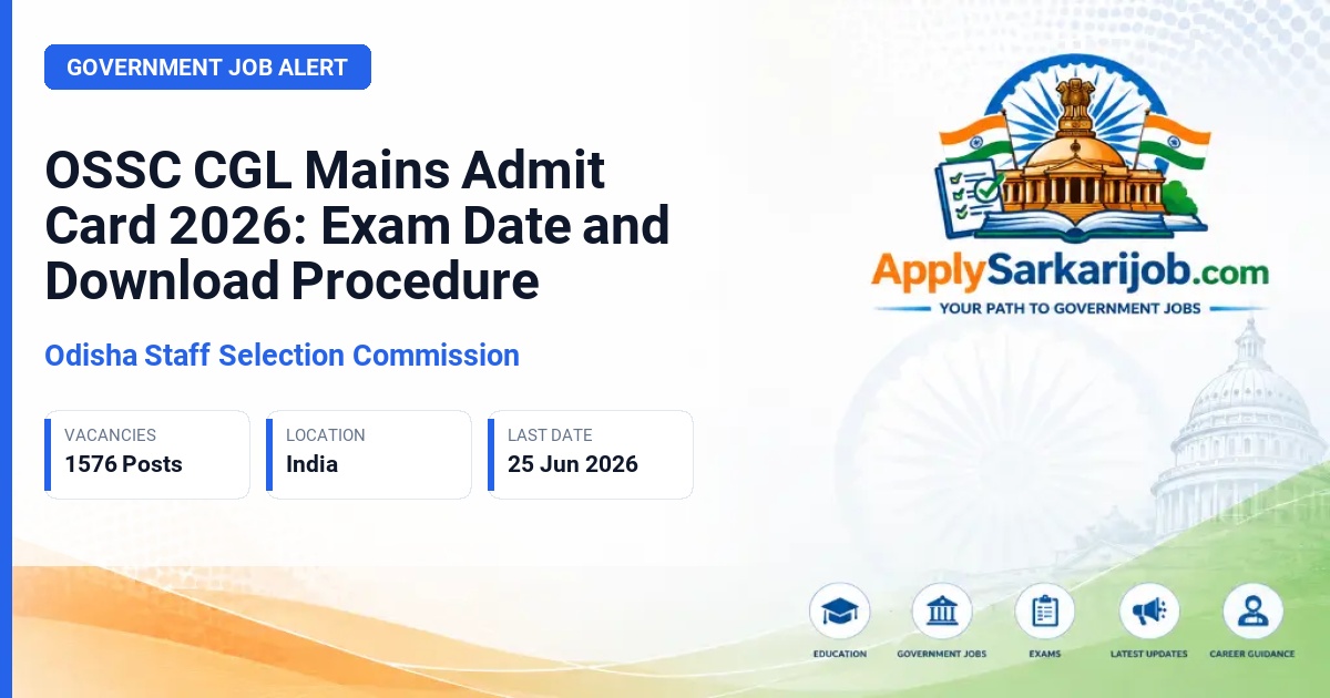 Odisha Staff Selection Commission (OSSC) - Group B & Group C Posts Official Notification Poster & Schedule