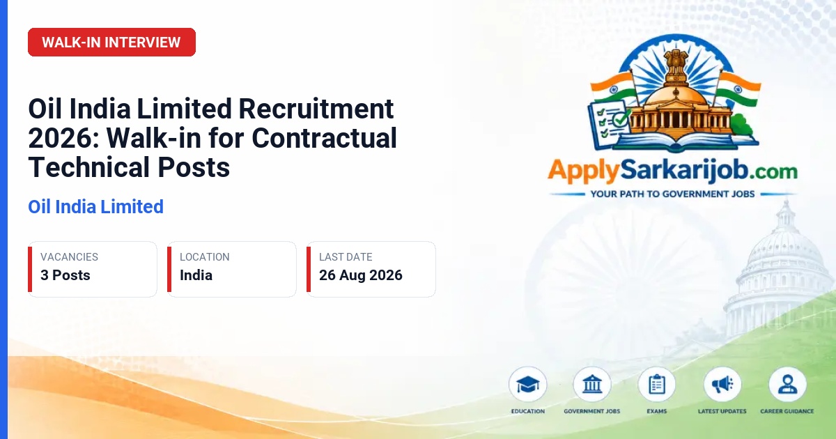 Oil India Limited - Mechanical Supervisor, Instrumentation Technician, Assistant Diesel Mechanic Official Notification Poster & Schedule
