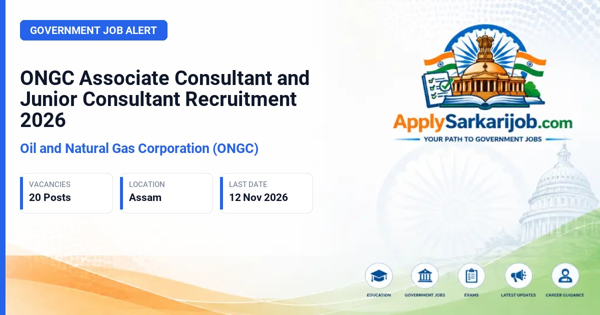 Oil and Natural Gas Corporation (ONGC) - Associate Consultant and Junior Consultant Official Notification Poster & Schedule