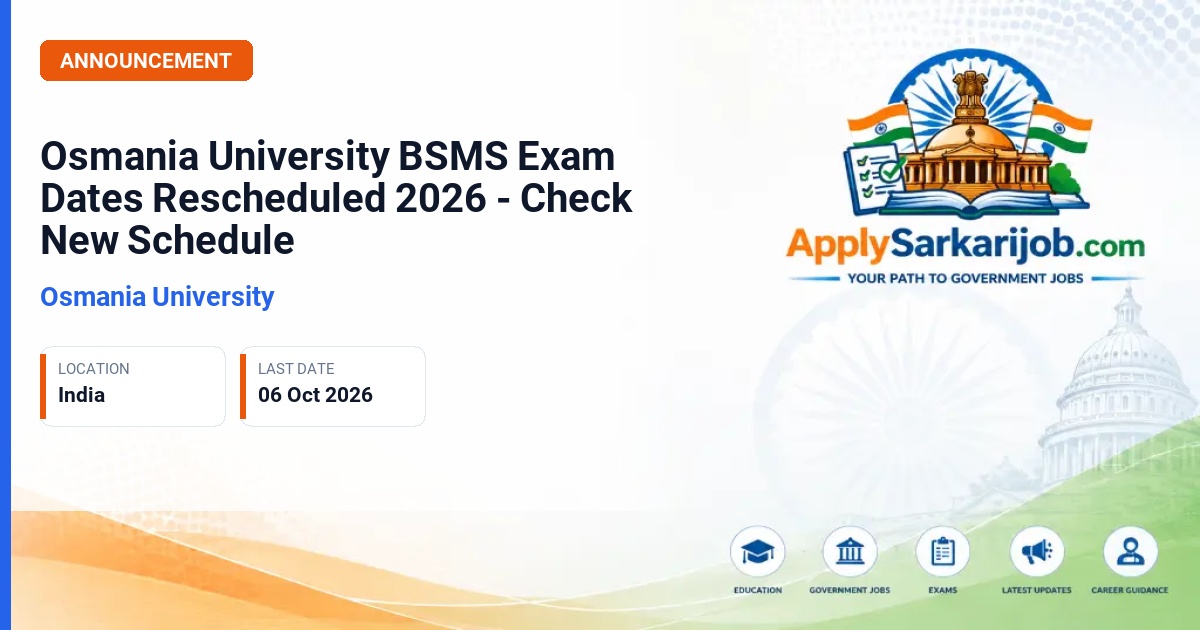 Osmania University - BS-MS (Computer Science) II & IX Semester Exams Official Notification Poster & Schedule