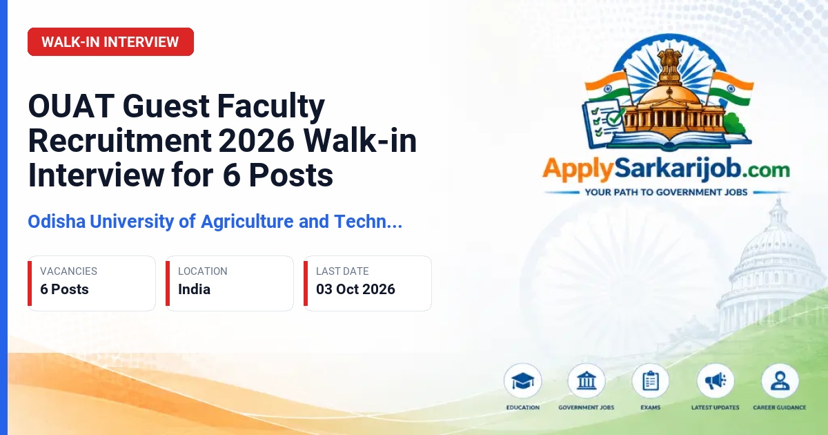 Odisha University of Agriculture and Technology (OUAT) - Guest Faculty Official Notification Poster & Schedule