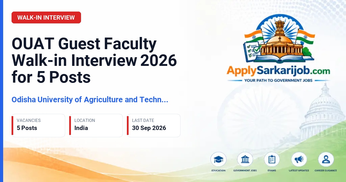 Odisha University of Agriculture and Technology (OUAT) - Guest Faculty Official Notification Poster & Schedule