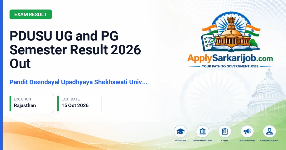 Pandit Deendayal Upadhyaya Shekhawati University - UG and PG Semester / Annual Result Official Notification Poster & Schedule