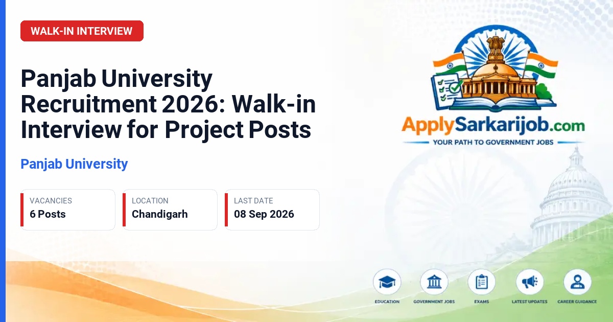 Panjab University (PU) - Project Assistant / Project Associate Official Notification Poster & Schedule