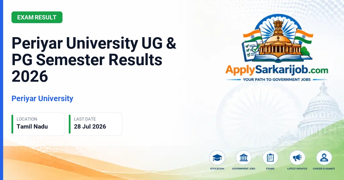Periyar University - Periyar University UG & PG Semester Results 2026 Official Notification Poster & Schedule