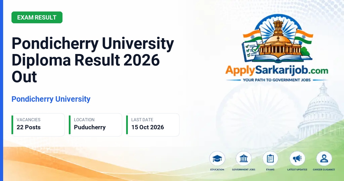Pondicherry University - Diploma Semester Results Official Notification Poster & Schedule