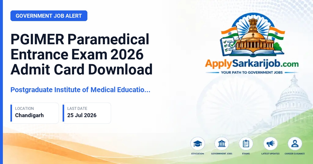Postgraduate Institute of Medical Education & Research (PGIMER) - Paramedical Course Admission Official Notification Poster & Schedule