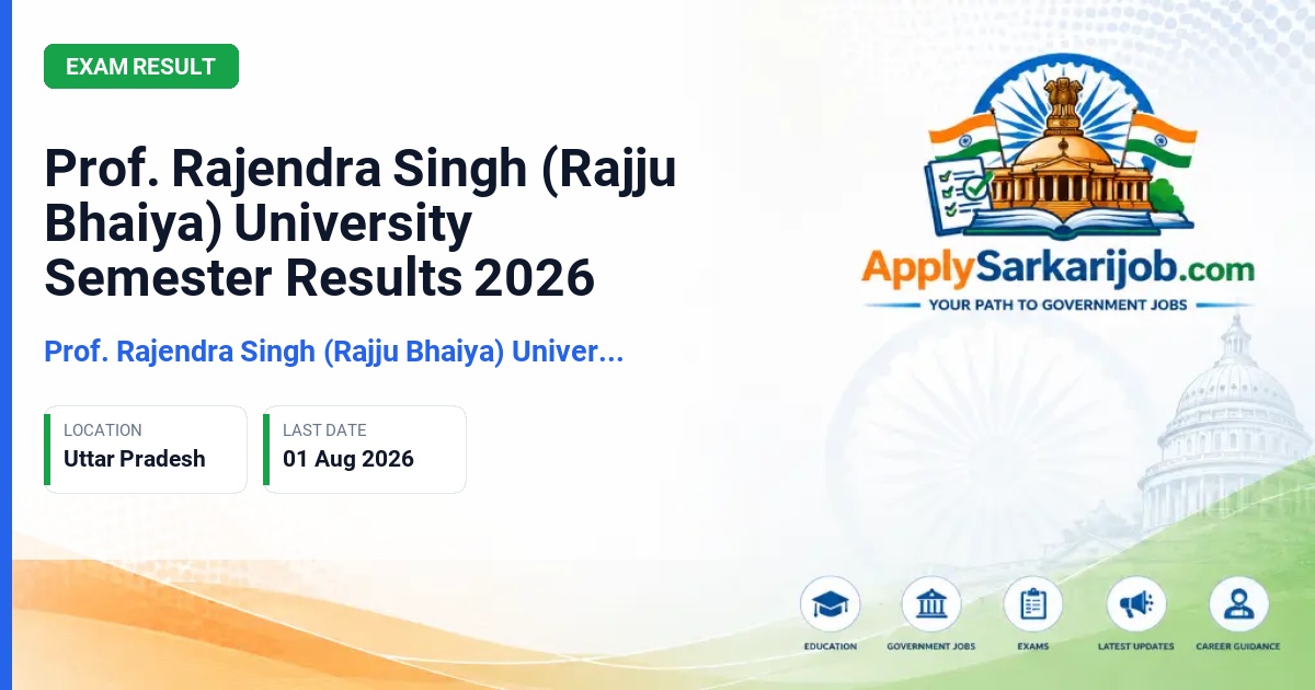 Prof. Rajendra Singh (Rajju Bhaiya) University - Prof. Rajendra Singh (Rajju Bhaiya) University Semester Results 2026 Official Notification Poster & Schedule