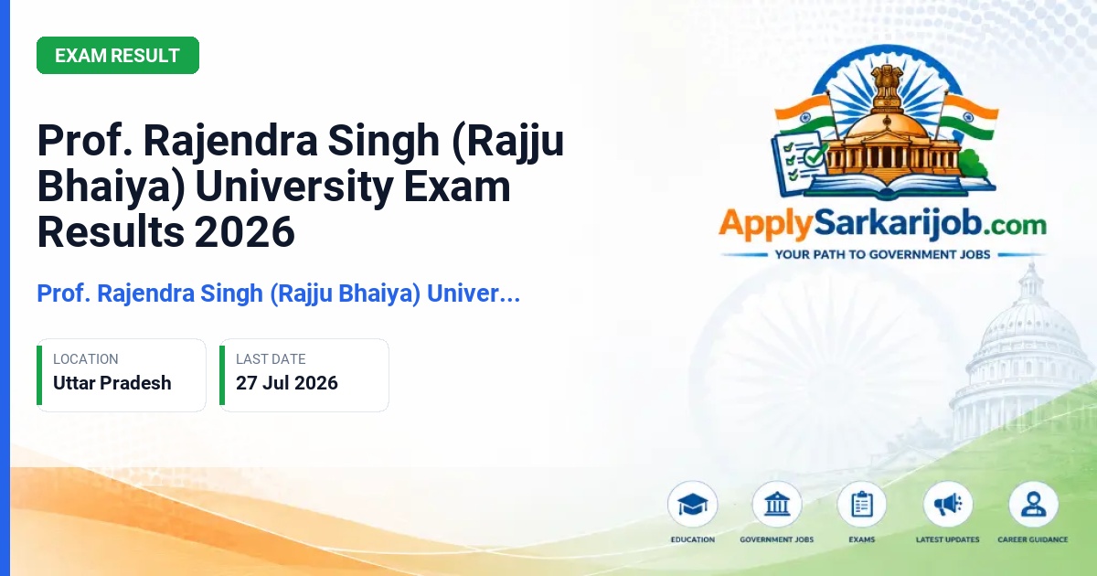 Prof. Rajendra Singh (Rajju Bhaiya) University - Prof. Rajendra Singh (Rajju Bhaiya) University Exam Results 2026 Official Notification Poster & Schedule