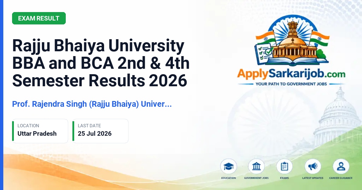Prof. Rajendra Singh (Rajju Bhaiya) University - Rajju Bhaiya University BBA and BCA 2nd & 4th Semester Results 2026 Official Notification Poster & Schedule
