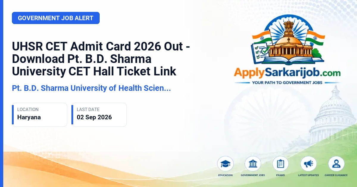 Pt. Bhagwat Dayal Sharma University of Health Sciences, Rohtak - Common Entrance Test (CET) 2026 for UG & PG Nursing / Paramedical Courses Official Notification Poster & Schedule