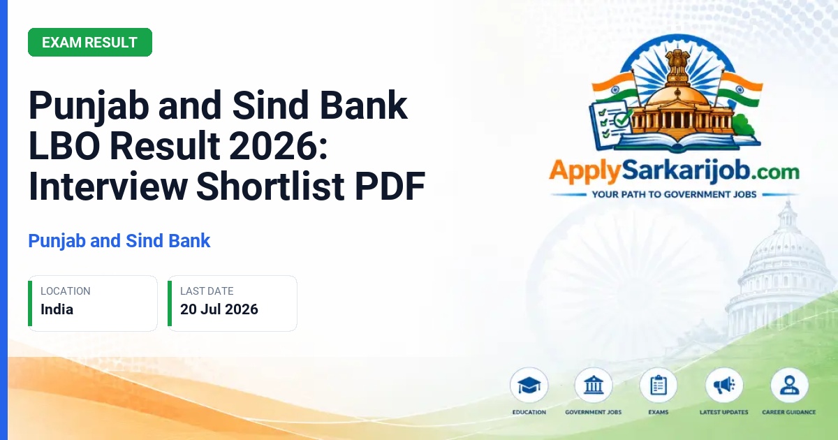 Punjab & Sind Bank - Local Bank Officer (LBO) Official Notification Poster & Schedule