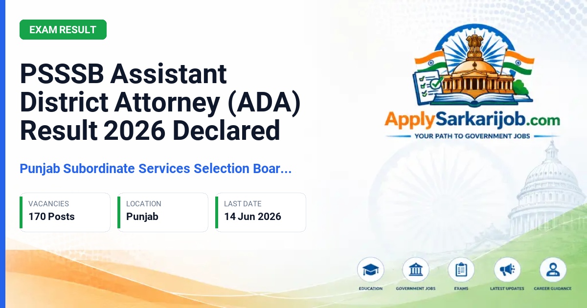 Punjab Subordinate Services Selection Board (PSSSB) - Assistant District Attorney (ADA) Official Notification Poster & Schedule