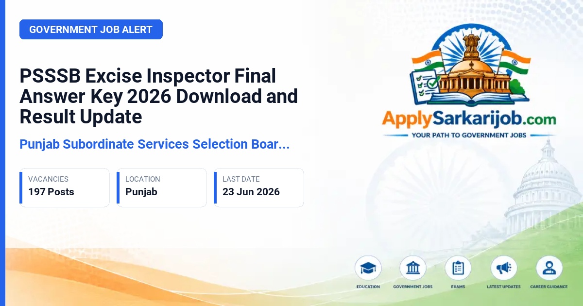 Punjab Subordinate Services Selection Board (PSSSB) - Excise and Taxation Inspector Official Notification Poster & Schedule