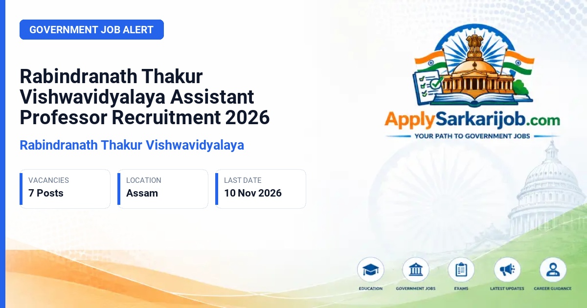 Rabindranath Thakur Vishwavidyalaya - Assistant Professor Official Notification Poster & Schedule