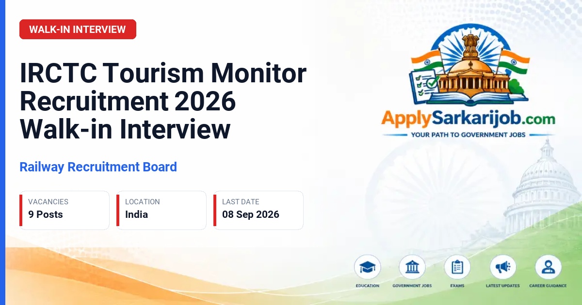 Indian Railway Catering & Tourism Corporation Ltd (IRCTC), South Central Zone - Tourism Monitor Official Notification Poster & Schedule