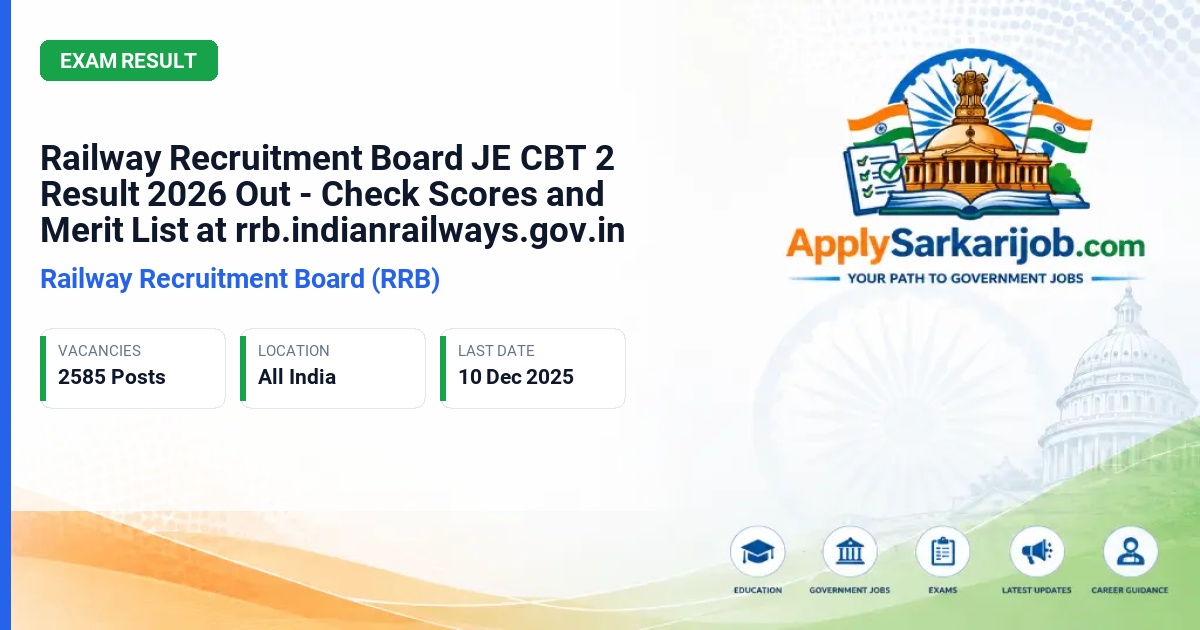 Railway Recruitment Board (RRB) - Junior Engineer (JE), DMS & CMA Official Notification Poster & Schedule