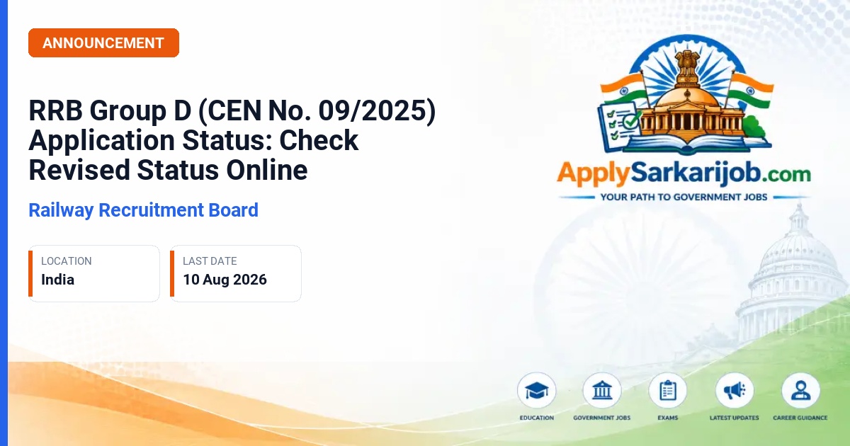 Railway Recruitment Board (RRB), Ministry of Railways - Group D (Level-1) Official Notification Poster & Schedule