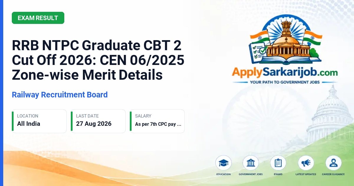 Railway Recruitment Board (RRB), Ministry of Railways - NTPC Graduate Level Posts Official Notification Poster & Schedule