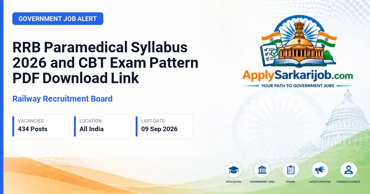 Railway Recruitment Board (RRB), Ministry of Railways - Paramedical Staff Official Notification Poster & Schedule