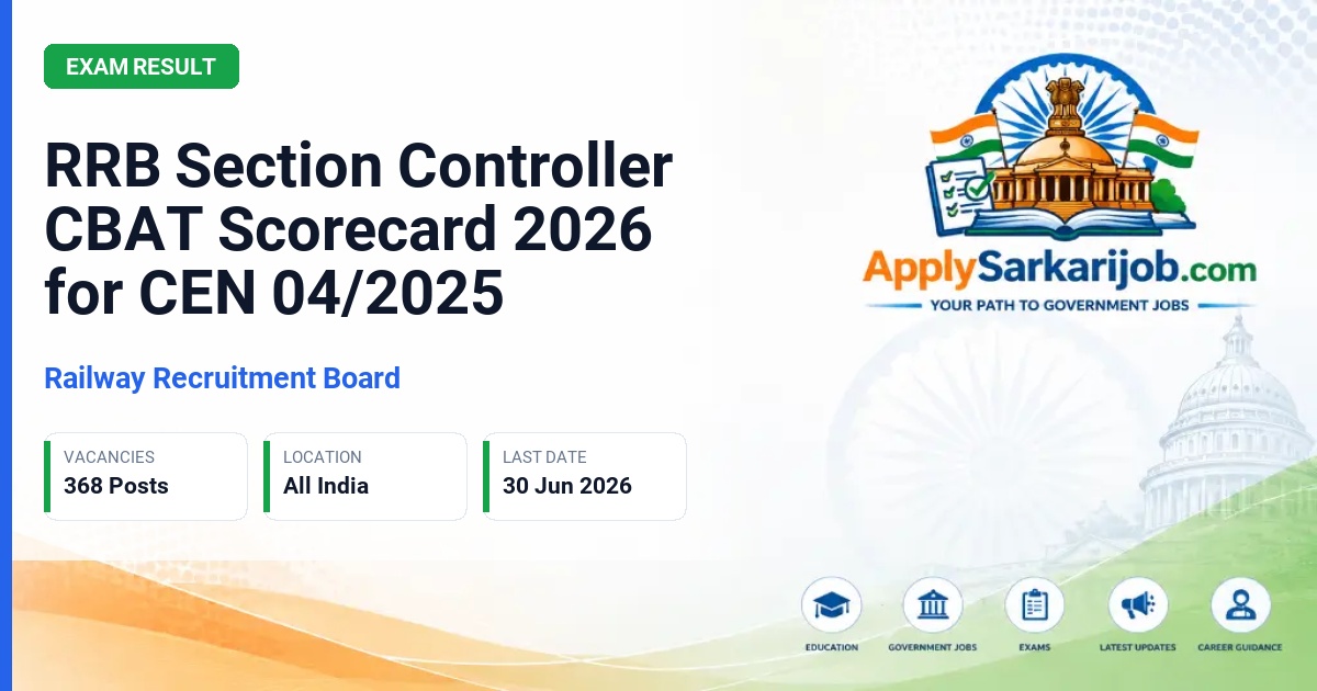 Railway Recruitment Board (RRB) - Section Controller Official Notification Poster & Schedule