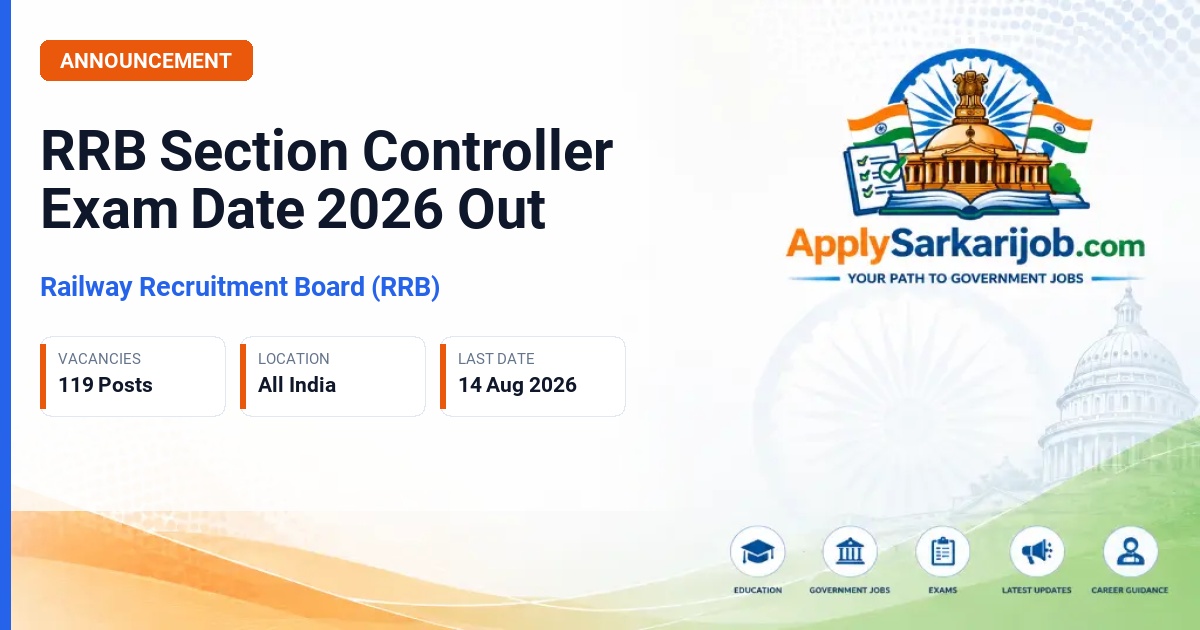 Railway Recruitment Board (RRB) - Section Controller Examination 2026 Official Notification Poster & Schedule
