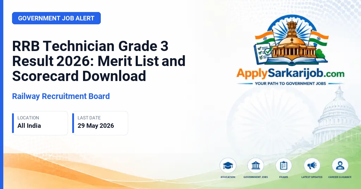 Railway Recruitment Board (RRB) - Technician Grade 3 Official Notification Poster & Schedule