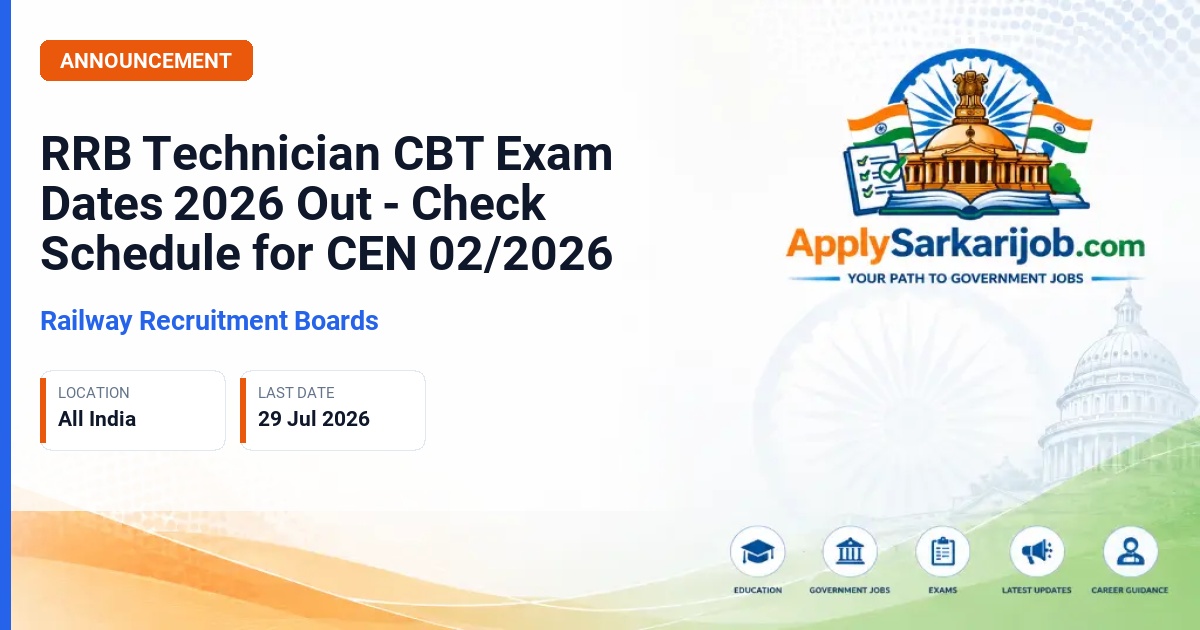 Railway Recruitment Board (RRB), Ministry of Railways - Technician Grade-I Signal & Technician Grade-III Official Notification Poster & Schedule