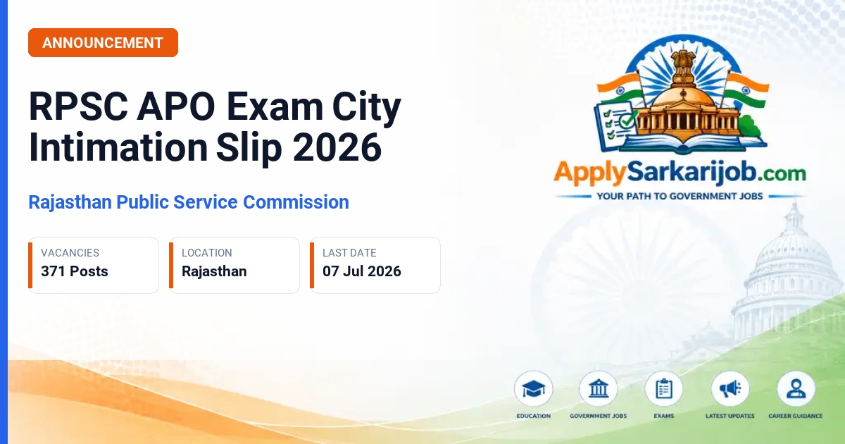 Rajasthan Public Service Commission (RPSC) - Assistant Prosecution Officer (APO) Official Notification Poster & Schedule