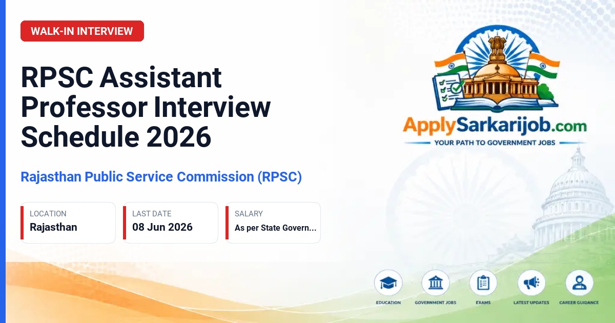 Rajasthan Public Service Commission (RPSC) - Assistant Professor Official Notification Poster & Schedule