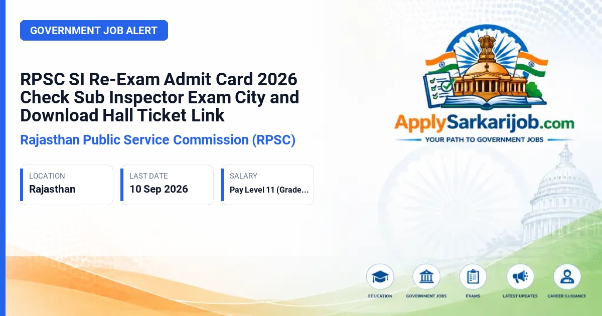Rajasthan Public Service Commission (RPSC) - Sub-Inspector / Platoon Commander Combined Competitive Exam 2021 Official Notification Poster & Schedule