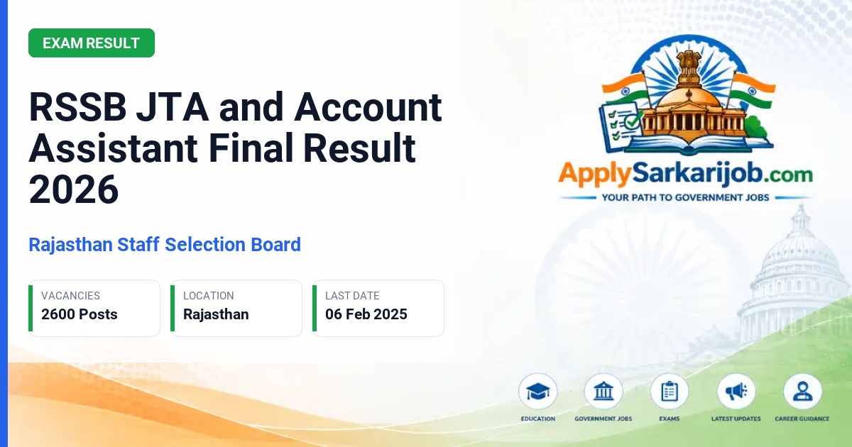 Rajasthan Staff Selection Board (RSSB / RSMSSB) - Junior Technical Assistant and Account Assistant Official Notification Poster & Schedule