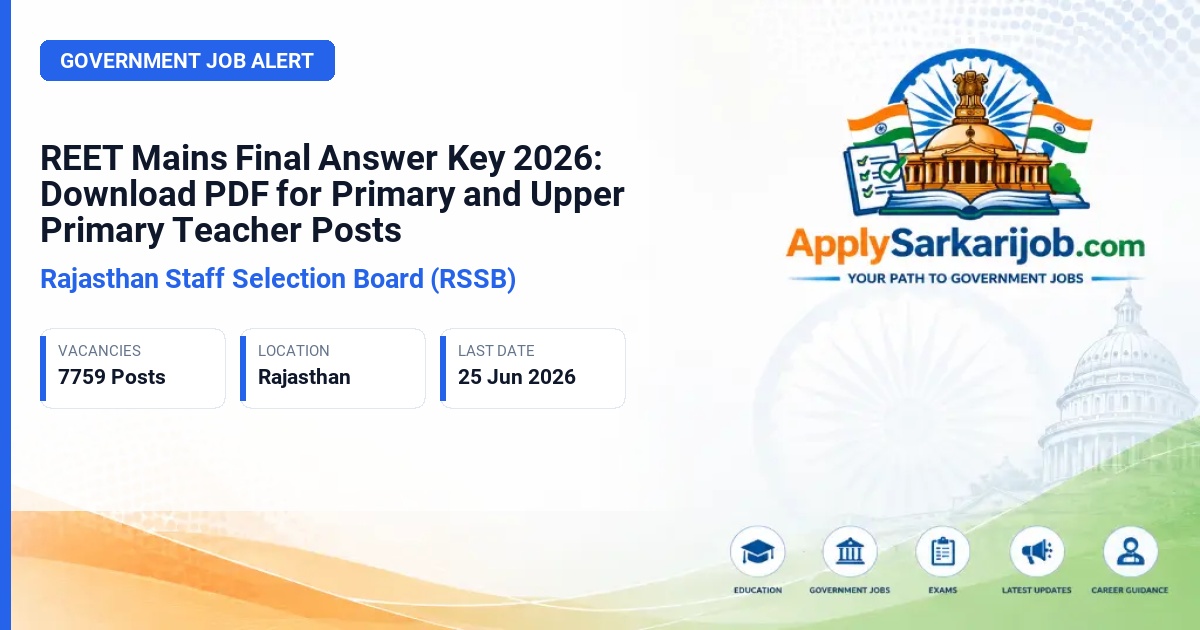 Rajasthan Staff Selection Board (RSSB / RSMSSB) - Primary & Upper Primary School Teacher Official Notification Poster & Schedule