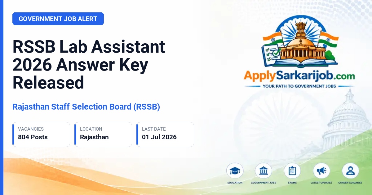 Rajasthan Staff Selection Board (RSSB / RSMSSB) - Lab Assistant / Junior Lab Assistant Official Notification Poster & Schedule