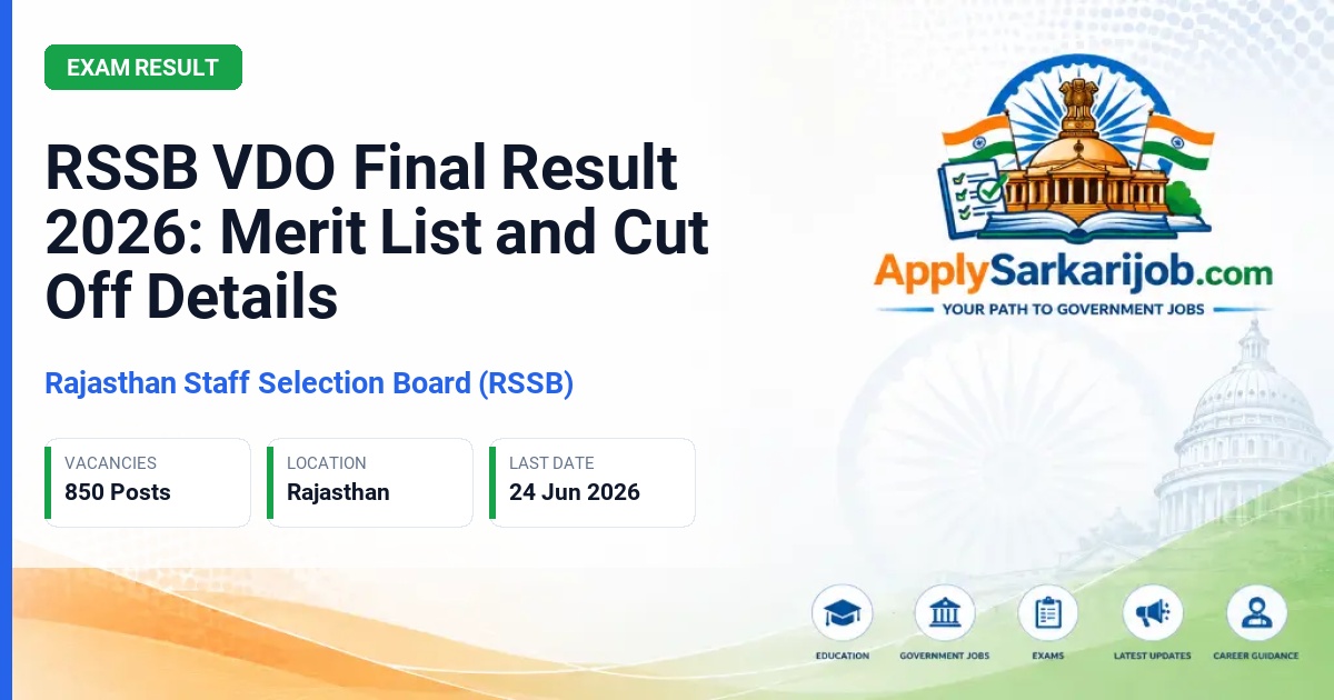 Rajasthan Staff Selection Board (RSSB / RSMSSB) - Village Development Officer (VDO) Official Notification Poster & Schedule