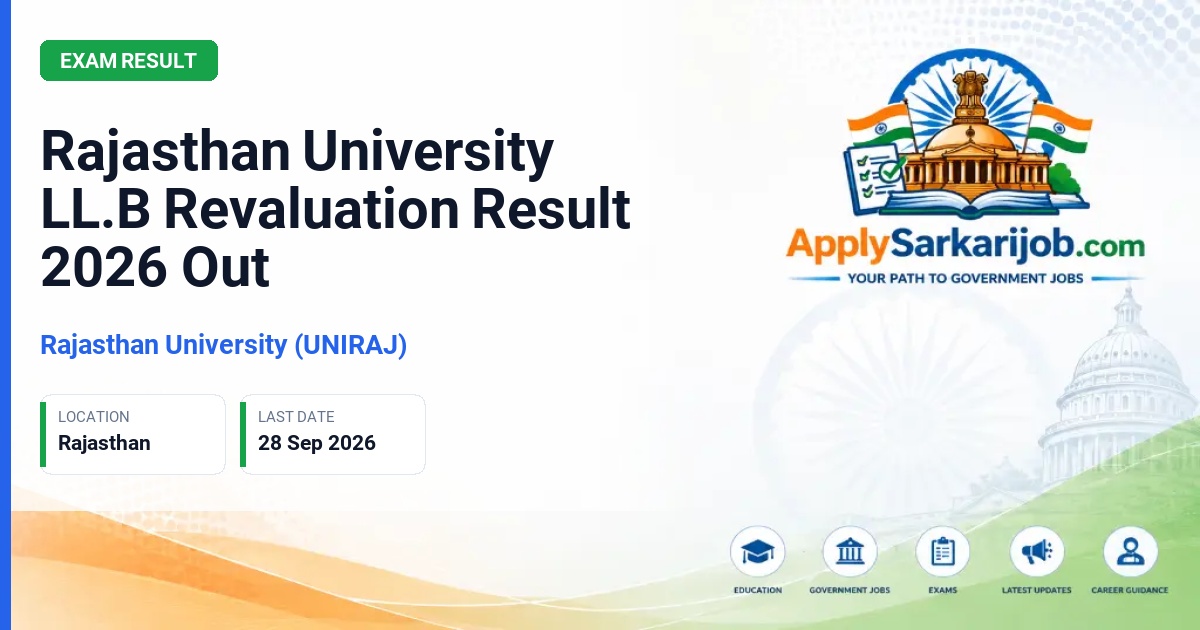 Rajasthan University (UNIRAJ) - LL.B. II Year (Acad.) (New Scheme) Exam.-2026 (Reval.) Official Notification Poster & Schedule