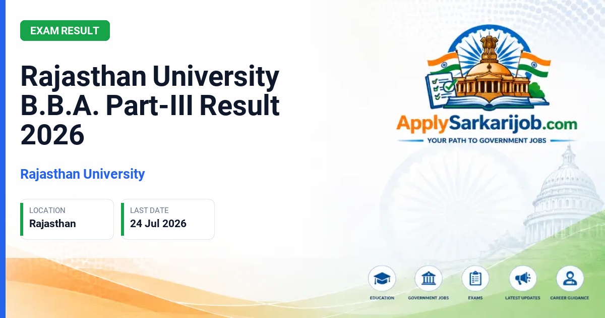 University of Rajasthan - Rajasthan University B.B.A. Part-III Result 2026 Official Notification Poster & Schedule