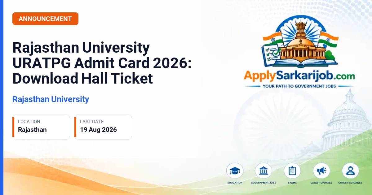 University of Rajasthan - Post Graduate Admission Test (URATPG) Official Notification Poster & Schedule