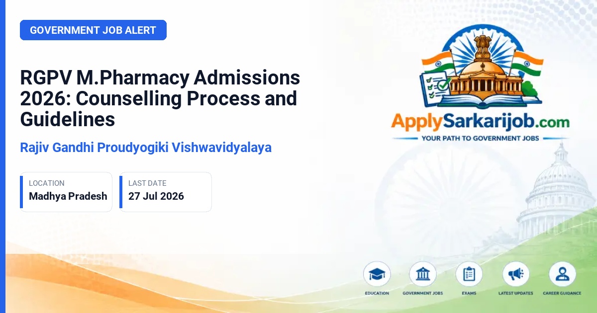 Gujarat University - M.Pharmacy Admission Official Notification Poster & Schedule