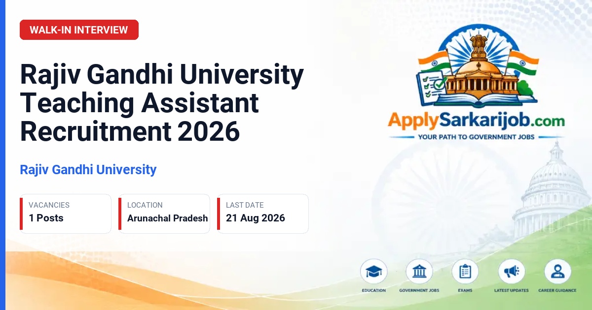 Rajiv Gandhi University - Teaching Assistant Official Notification Poster & Schedule