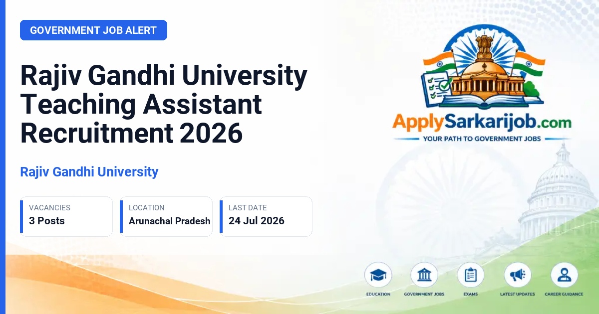 Rajiv Gandhi University - Teaching Assistant Official Notification Poster & Schedule