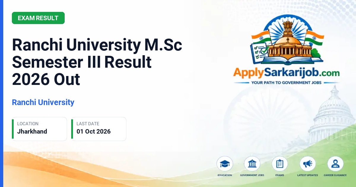 Ranchi University - Master of Science Semester III Examination Official Notification Poster & Schedule