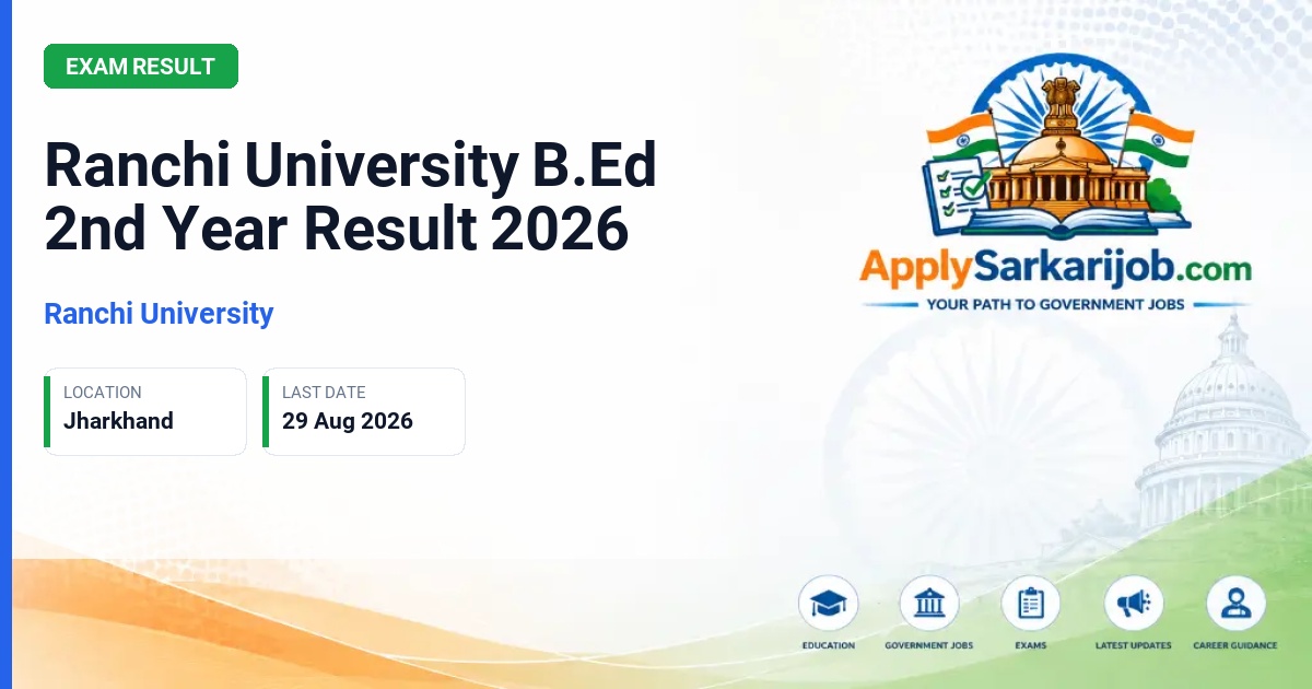 Ranchi University - Ranchi University B.Ed 2nd Year Result 2026 Official Notification Poster & Schedule