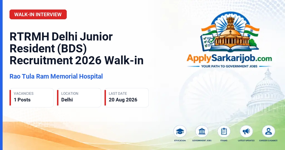 Guru Gobind Singh Government Hospital (GGSGH) - Junior Resident (BDS) Official Notification Poster & Schedule