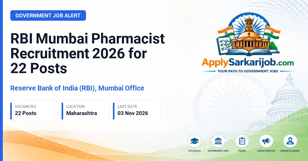 Reserve Bank of India (RBI), Mumbai Office - Pharmacist Official Notification Poster & Schedule