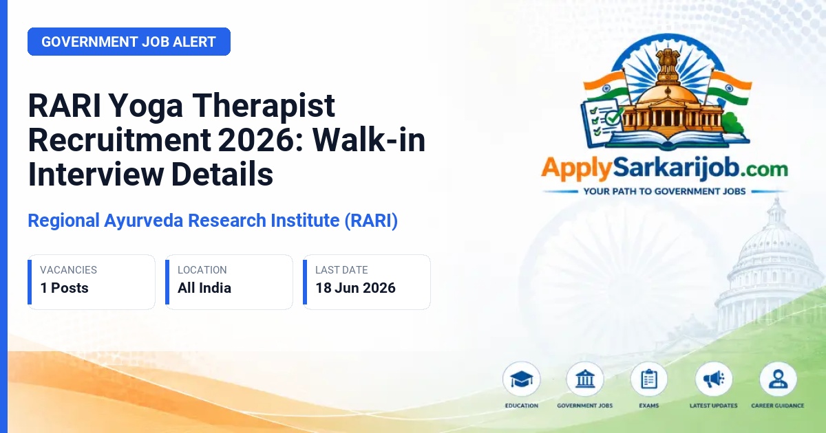 Central Ayurveda Research Institute (CARI) - Yoga Therapist Official Notification Poster & Schedule