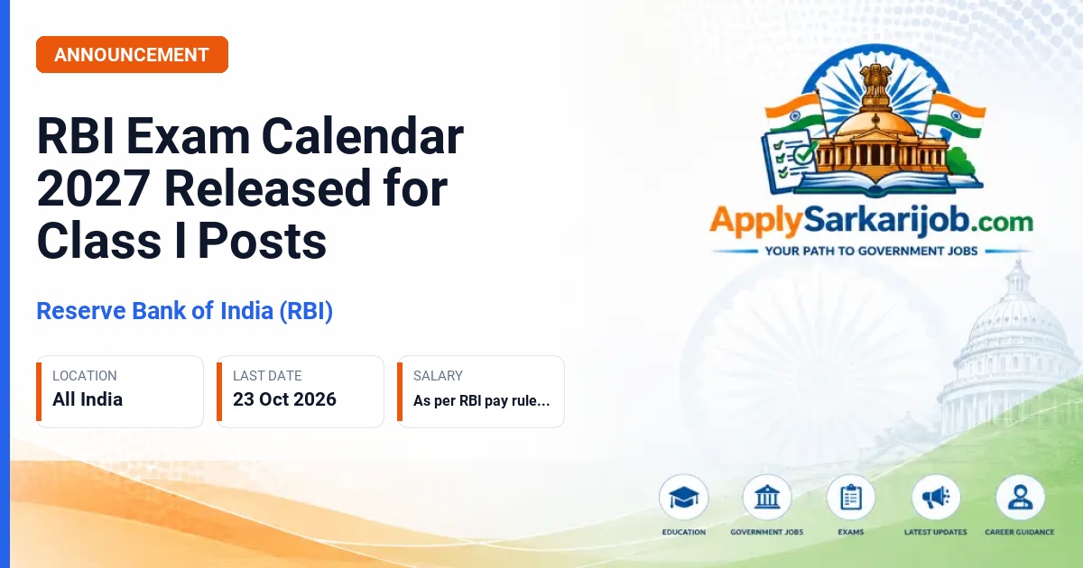 Reserve Bank of India (RBI) - Class I Officer Posts Official Notification Poster & Schedule